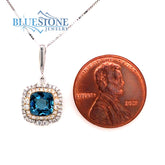 14 Karat White & Yellow Gold Pendant with a 1.08 Carat Square Cushion